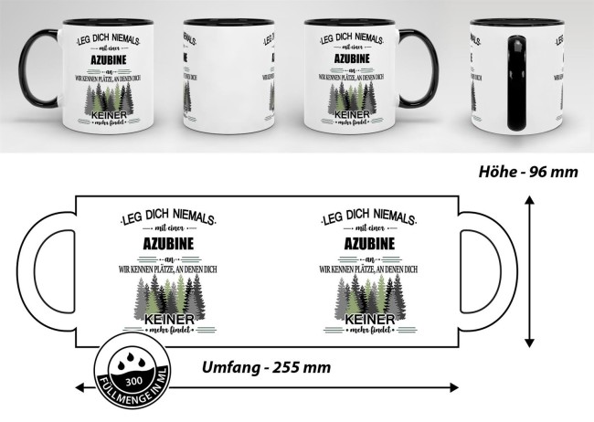 Berufe-Tasse - Leg dich niemals mit einer Azubine an - Schwarz