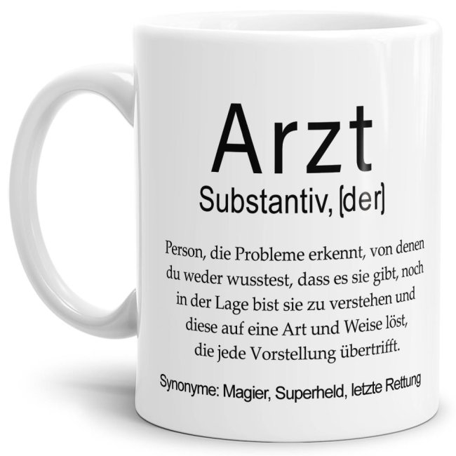 Tasse Dudenw&ouml;rter - Arzt - Wei&szlig;