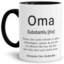 Tasse Dudenwörter - Oma - Innen & Henkel Schwarz