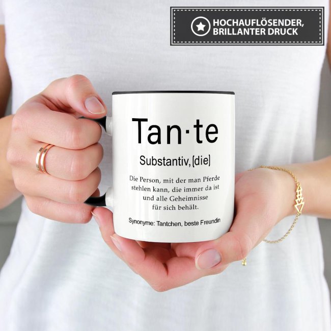 Tasse Dudenw&ouml;rter - Tante - Innen &amp; Henkel Schwarz