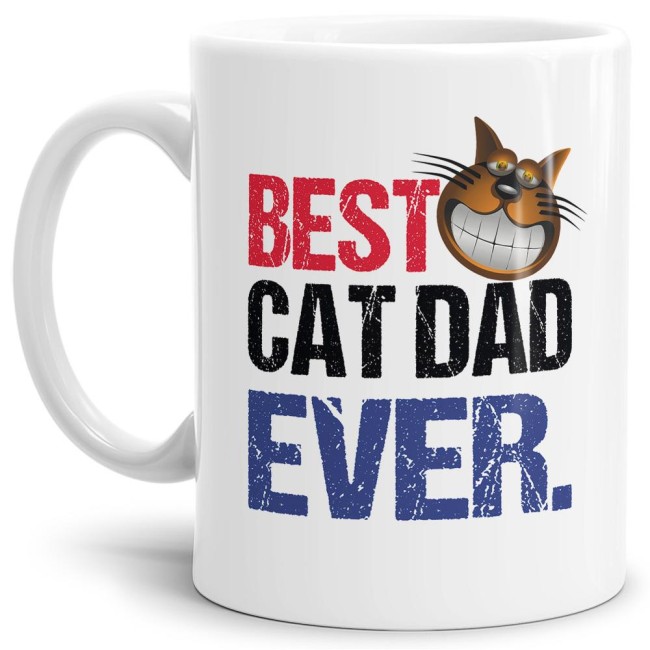 Tasse Best Cat Dad Ever Weiss