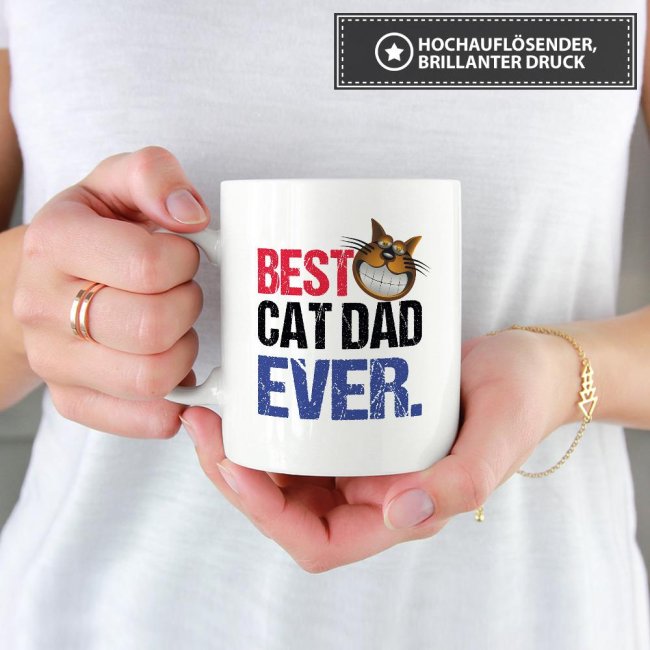Tasse Best Cat Dad Ever Weiss