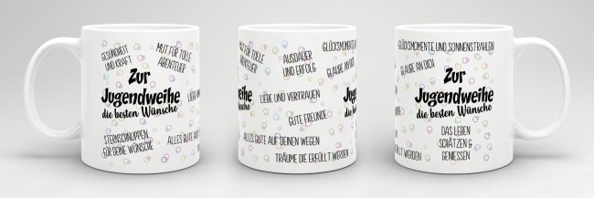 Tasse zur Jugendweihe - Die besten W&uuml;nsche - Wei&szlig;