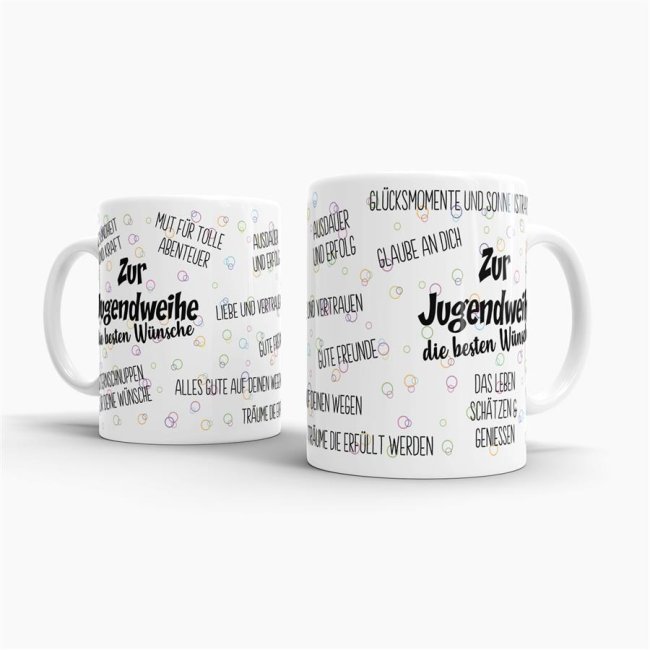Tasse zur Jugendweihe - Die besten W&uuml;nsche - Wei&szlig;