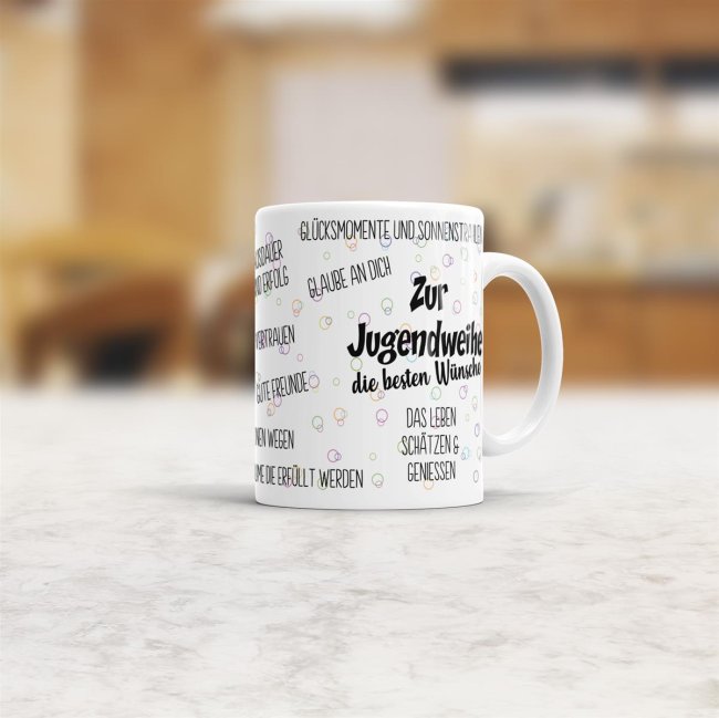 Tasse zur Jugendweihe - Die besten W&uuml;nsche - Wei&szlig;