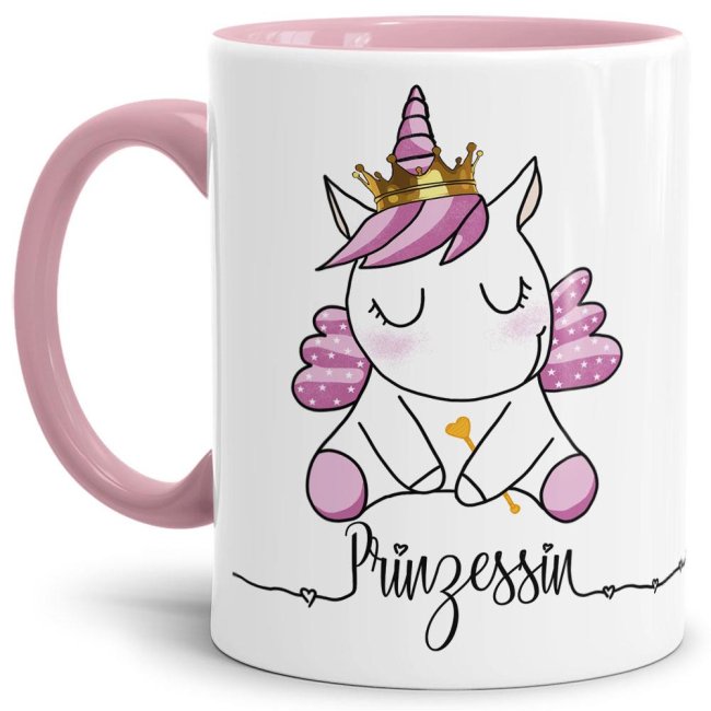 Tasse Einhorn Prinzessin - Unicorn Prinzessin - Innen &amp; Henkel Rosa