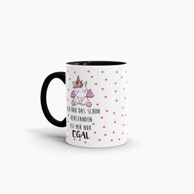 Tasse Einhorn Prinzessin - Ich hab das schon verstanden - Innen &amp; Henkel Schwarz