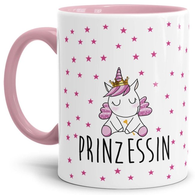 Tasse Einhorn Prinzessin - Unicorn-Prinzessin Stern - Innen &amp; Henkel Rosa