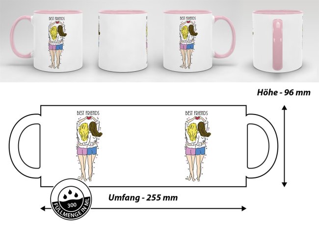 Tasse - Friends Best Friends - Innen &amp; Henkel Rosa