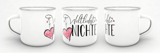 Emaille Tasse - Weltliebste Nichte - gro&szlig;