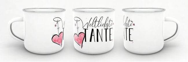 Emaille Tasse - Weltliebste Tante klein