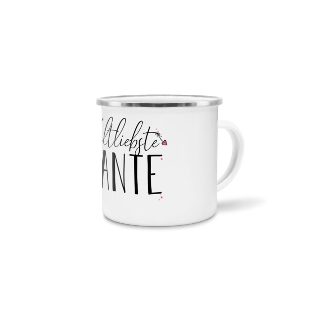 Emaille Tasse - Weltliebste Tante klein