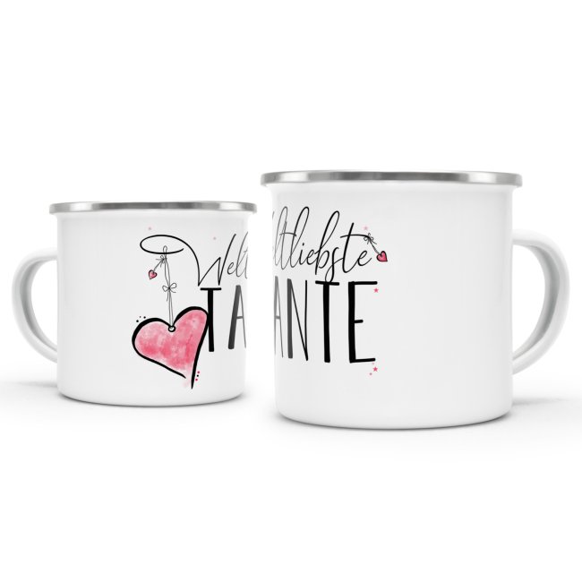 Emaille Tasse - Weltliebste Tante klein