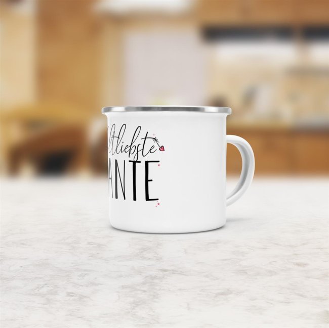 Emaille Tasse - Weltliebste Tante gro&szlig;