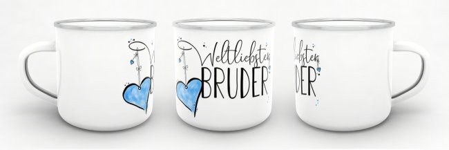 Emaille Tasse - Weltliebster Bruder gro&szlig;