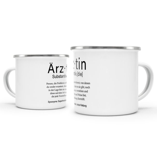 Tasse Dudenw&ouml;rter - &Auml;rztin - Emaille gro&szlig;