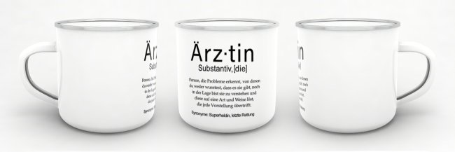 Tasse Dudenw&ouml;rter - &Auml;rztin - Emaille gro&szlig;