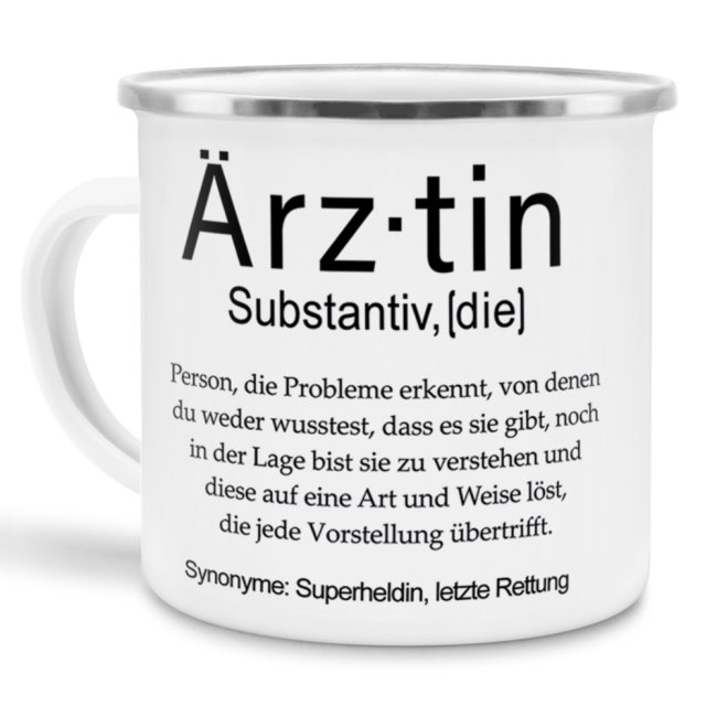 Tasse Dudenw&ouml;rter - &Auml;rztin - Emaille gro&szlig;