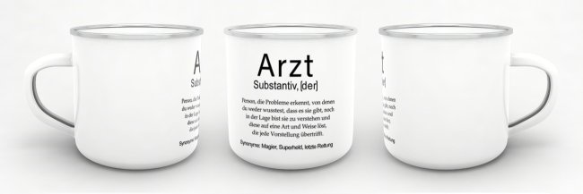 Tasse Dudenw&ouml;rter - Arzt - Emaille gro&szlig;