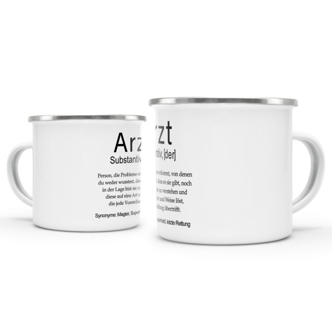 Tasse Dudenw&ouml;rter - Arzt - Emaille gro&szlig;