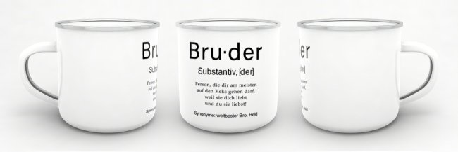 Tasse Dudenw&ouml;rter - Bruder - Emaille gro&szlig;