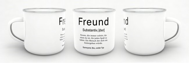 Tasse Dudenw&ouml;rter - Freund - Emaille gro&szlig;
