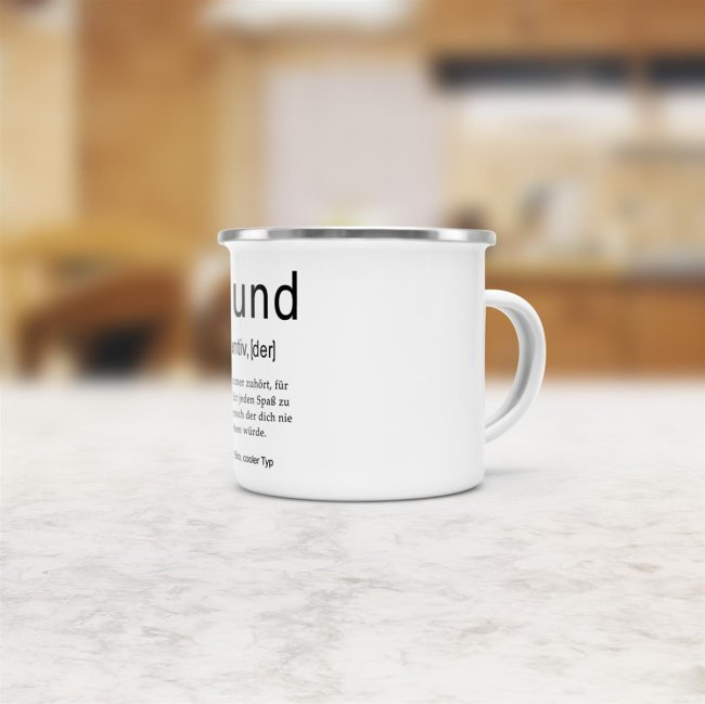 Tasse Dudenw&ouml;rter - Freund - Emaille gro&szlig;
