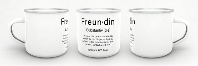 Tasse Dudenw&ouml;rter - Freundin - Emaille gro&szlig;