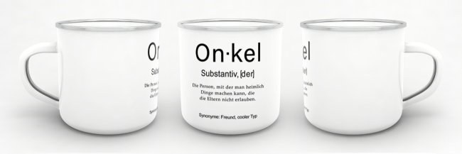 Tasse Dudenw&ouml;rter - Onkel - Emaille gro&szlig;