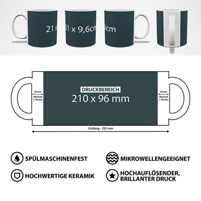 Foto o Logo auf Tasse drucken Fototasse- Panormadruck 200mm x 82mm 