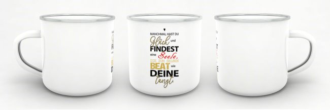 Emaille-Tasse -  Manchmal hast du Gl&uuml;ck - gro&szlig;
