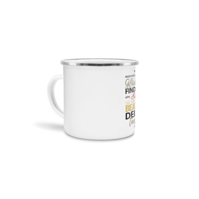 Emaille-Tasse -  Manchmal hast du Gl&uuml;ck - gro&szlig;