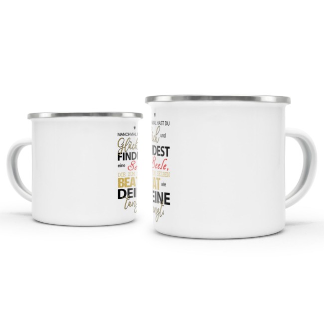 Emaille-Tasse -  Manchmal hast du Gl&uuml;ck - klein