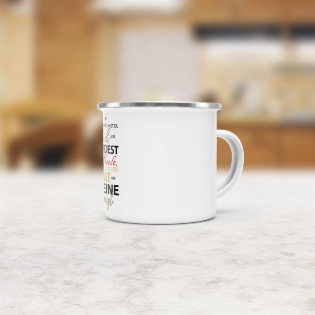 Emaille-Tasse -  Manchmal hast du Gl&uuml;ck - klein
