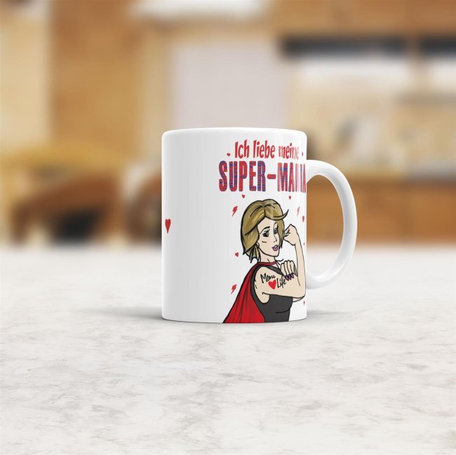 Tasse Ich liebe meine Super-Mama - Weiß