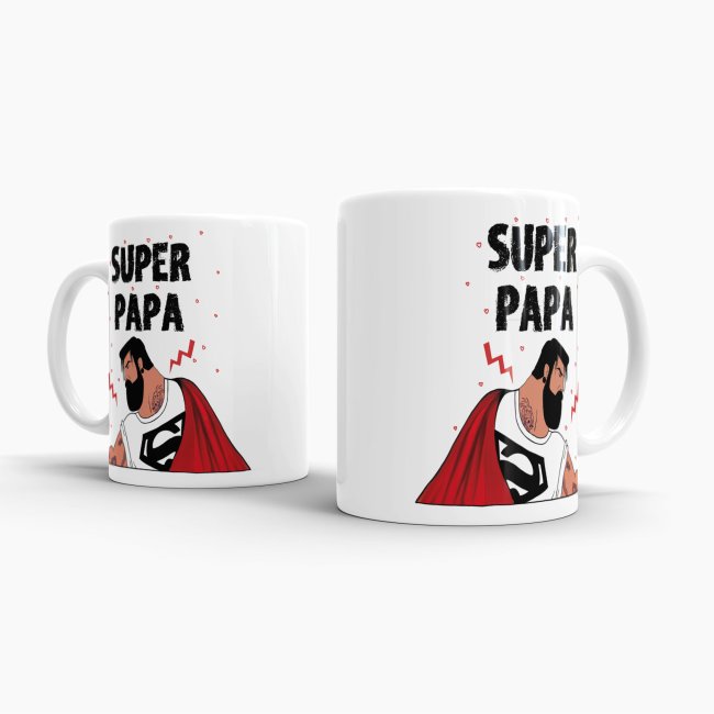 Tasse zum Vatertag - Superpapa - Wei&szlig;