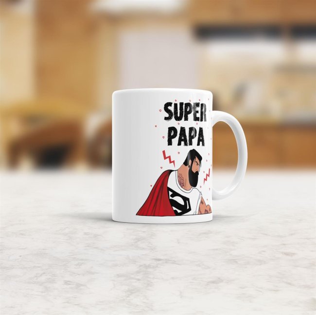 Tasse zum Vatertag - Superpapa - Wei&szlig;