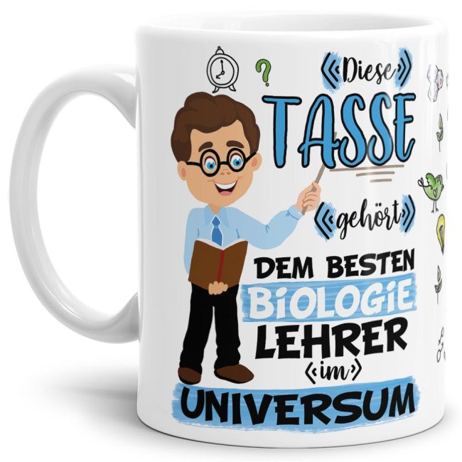 Tasse - Bester Biologie-Lehrer im Universum - Wei&szlig;
