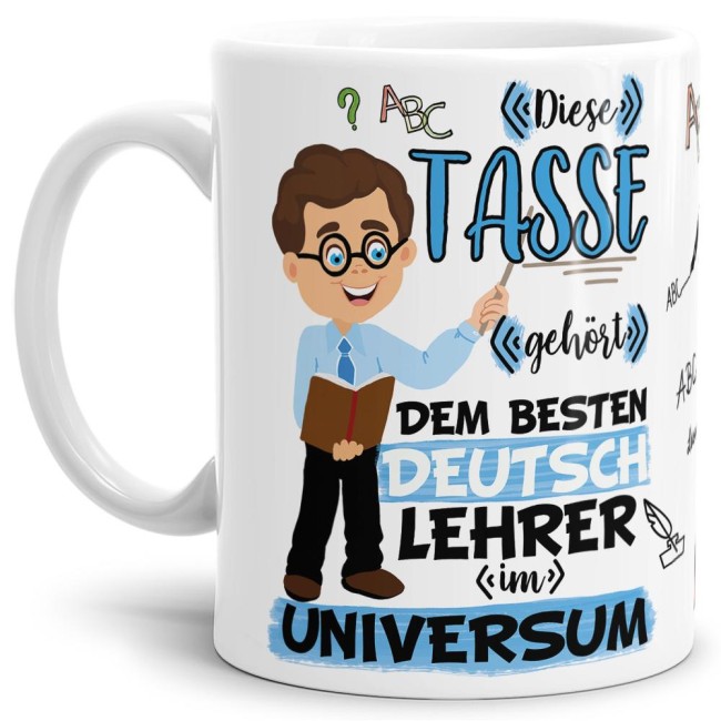 Tasse - Bester Deutsch-Lehrer im Universum - Wei&szlig;