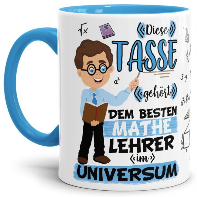 Tasse - Bester Mathe-Lehrer im Universum - Hellblau