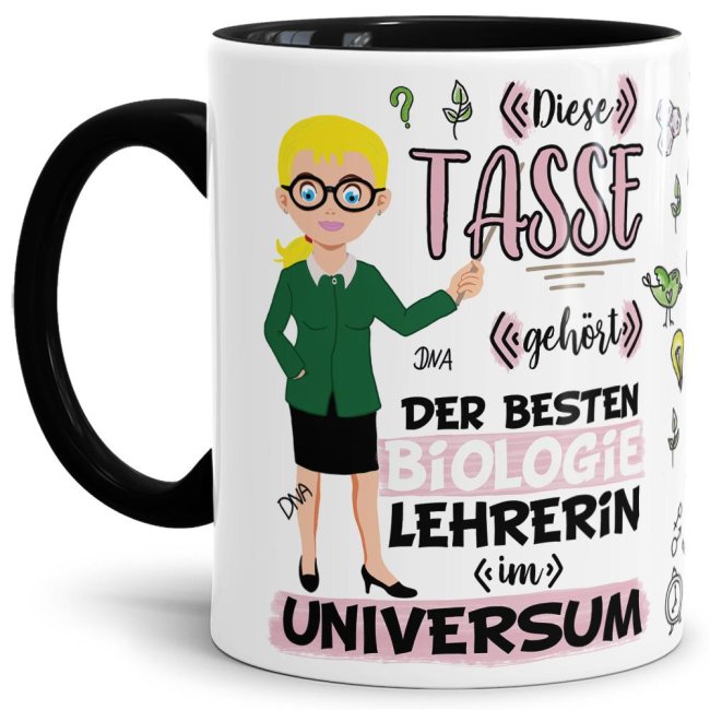 Tasse - Beste Biologie-Lehrerin im Universum - Schwarz