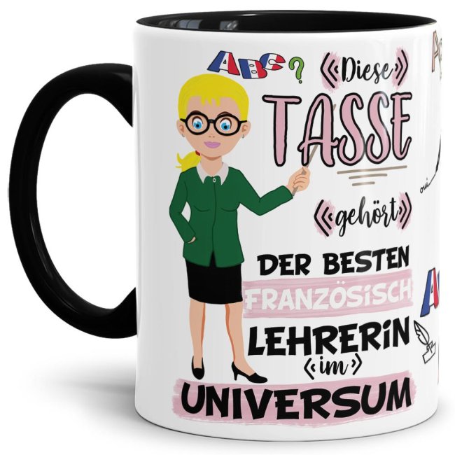 Tasse - Beste Franz&ouml;sisch-Lehrerin im Universum - Schwarz