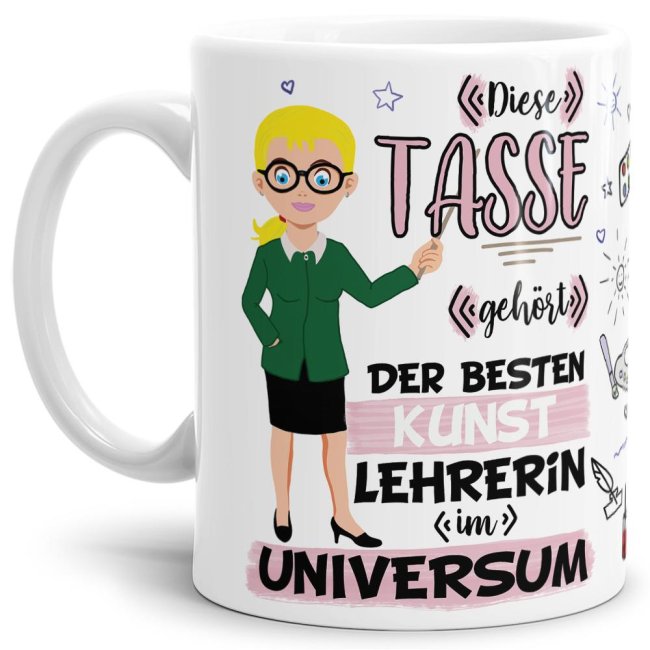 Tasse - Beste Kunst-Lehrerin im Universum - Wei&szlig;