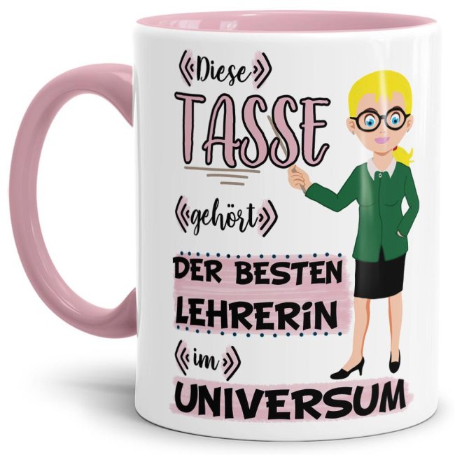 Tasse - Beste Lehrerin im Universum - Rosa