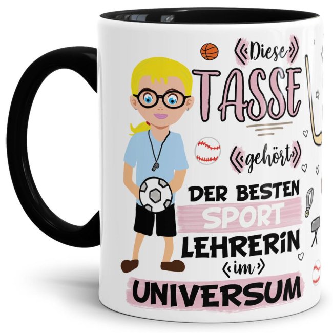 Tasse - Beste Sport-Lehrerin im Universum - Schwarz
