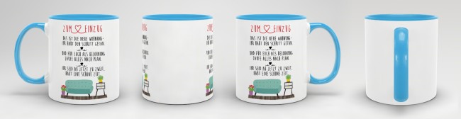Tasse - Zum Einzug in die neue Wohnung - Hellblau