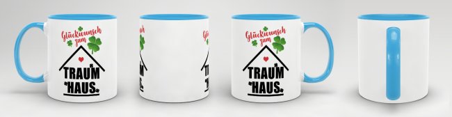Tasse - Gl&uuml;ckwunsch zum Traumhaus - Hellblau
