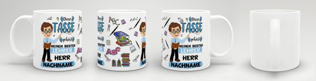 Tasse - Bester Lehrer im Universum - Nachname Wei&szlig;
