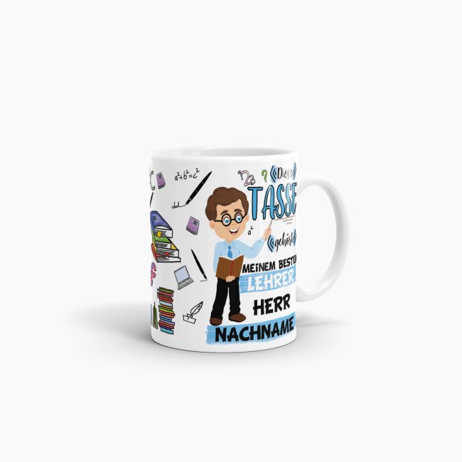 Tasse - Bester Lehrer im Universum - Nachname Wei&szlig;