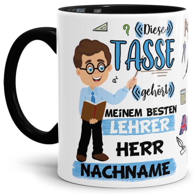 Tasse - Bester Lehrer im Universum - Nachname Schwarz
